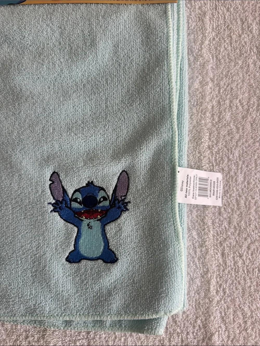 Disney Stitch Mint Blue Microfiber Pet Drying Towel